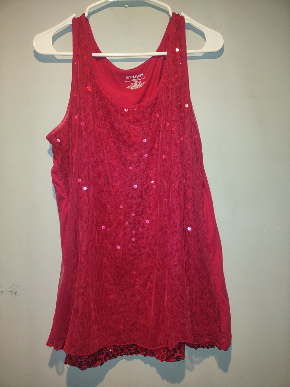 Lane Bryant Magenta Sequin Lace Tank 14/16